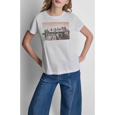 DKNY γυναικείο T-shirt με print Regular Fit - DJ6T1794 Λευκό M DKNY γυναικείο T-shirt με print Regular Fit - DJ6T1794 Λευκό M