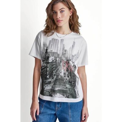 DKNY γυναικείο T-shirt με στρας στο λογότυπο Regular Fit - DJ6T1799 Λευκό XL DKNY γυναικείο T-shirt με στρας στο λογότυπο Regular Fit - DJ6T1799 Λευκό XL