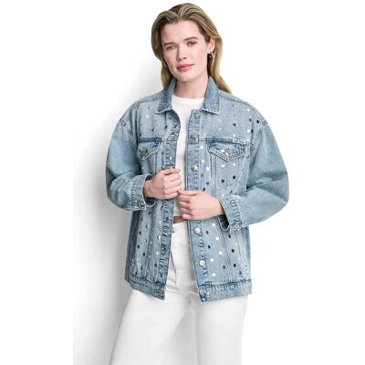 DKNY γυναικείο denim jacket oversized με τρουκς - DJ6J6280 Denim Blue L DKNY γυναικείο denim jacket oversized με τρουκς - DJ6J6280 Denim Blue L