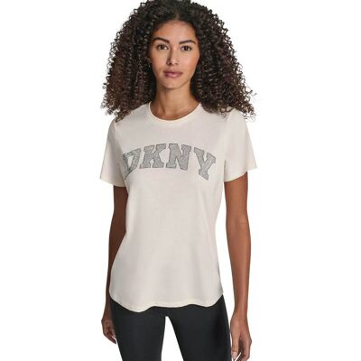 DKNY γυναικείο T-shirt με στρας στο λογότυπο Regular Fit - DP5T1500 Εκρού XS DKNY γυναικείο T-shirt με στρας στο λογότυπο Regular Fit - DP5T1500 Εκρού XS