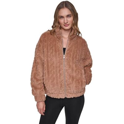 DKNY γυναικείο jacket sherpa μονόχρωμο - DP6J9737 Μπεζ XS DKNY γυναικείο jacket sherpa μονόχρωμο - DP6J9737 Μπεζ XS