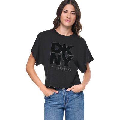 DKNY γυναικείο T-shirt με στρας στο λογότυπο Regular Fit - P6MHYENX Μαύρο XS DKNY γυναικείο T-shirt με στρας στο λογότυπο Regular Fit - P6MHYENX Μαύρο XS