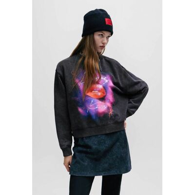 Hugo Boss γυναικεία μπλούζα φούτερ μονόχρωμη με contrast print "Deroxina" - 50508524 Μαύρο M Hugo Boss γυναικεία μπλούζα φούτερ μονόχρωμη με contrast print "Deroxina" - 50508524 Μαύρο M