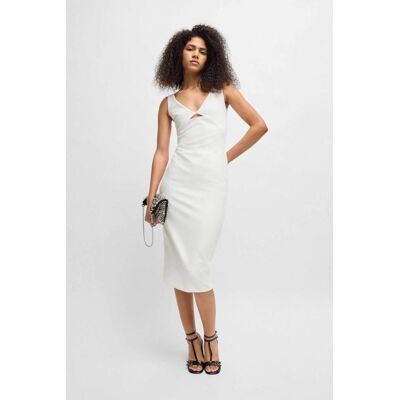 Hugo Boss γυναικείο midi φόρεμα αμάνικο με cut-out στο στήθος Slim Fit "Kabari" - 50537626 Λευκό 38 Hugo Boss γυναικείο midi φόρεμα αμάνικο με cut-out στο στήθος Slim Fit "Kabari" - 50537626 Λευκό 38