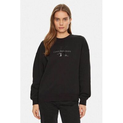 Calvin Klein Jeans γυναικεία μπλούζα φούτερ μονόχρωμη με λογότυπο Regular Fit - J20J224724 Μαύρο M Calvin Klein Jeans γυναικεία μπλούζα φούτερ μονόχρωμη με λογότυπο Regular Fit - J20J224724 Μαύρο M