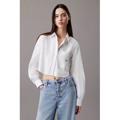 Calvin Klein Jeans γυναικείο πουκάμισο με μικροσχέδιο και τσέπη στο στήθος - J20J225078 Λευκό L Calvin Klein Jeans γυναικείο πουκάμισο με μικροσχέδιο και τσέπη στο στήθος - J20J225078 Λευκό L