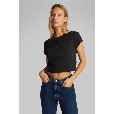 Calvin Klein Jeans γυναικείο T-shirt cropped με λογότυπο - LV047AB802 Μαύρο M Calvin Klein Jeans γυναικείο T-shirt cropped με λογότυπο - LV047AB802 Μαύρο M