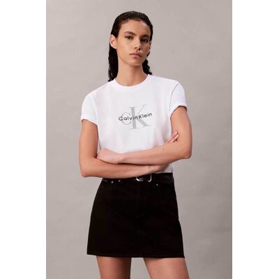 Calvin Klein Jeans γυναικείο T-shirt μονόχρωμο με λογότυπο Regular Fit - LV047B865G Λευκό S Calvin Klein Jeans γυναικείο T-shirt μονόχρωμο με λογότυπο Regular Fit - LV047B865G Λευκό S