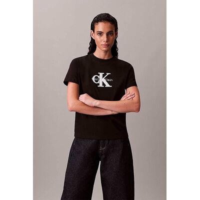 Calvin Klein Jeans γυναικείο T-shirt μονόχρωμο με λογότυπο Regular Fit - LV047E819G Μαύρο XS Calvin Klein Jeans γυναικείο T-shirt μονόχρωμο με λογότυπο Regular Fit - LV047E819G Μαύρο XS