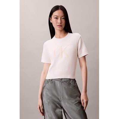 Calvin Klein Jeans γυναικείο πουλόβερ με λογότυπο Regular Fit - LV044E306G Εκρού S Calvin Klein Jeans γυναικείο πουλόβερ με λογότυπο Regular Fit - LV044E306G Εκρού S