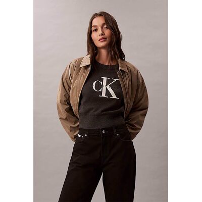 Calvin Klein Jeans γυναικείο πουλόβερ με λογότυπο Regular Fit - LV044E306G Ανθρακί M Calvin Klein Jeans γυναικείο πουλόβερ με λογότυπο Regular Fit - LV044E306G Ανθρακί M