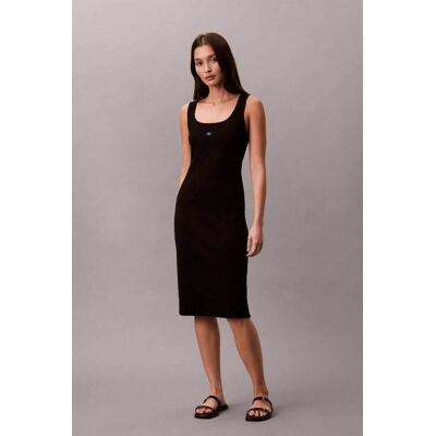 Calvin Klein Jeans γυναικείο midi φόρεμα ribbed αμάνικο - LV047F257G Μαύρο XS Calvin Klein Jeans γυναικείο midi φόρεμα ribbed αμάνικο - LV047F257G Μαύρο XS