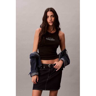 Calvin Klein Jeans γυναικείο τοπ αμάνικο ribbed - LV047F816G Μαύρο XS Calvin Klein Jeans γυναικείο τοπ αμάνικο ribbed - LV047F816G Μαύρο XS