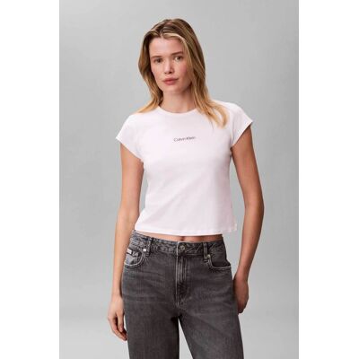 Calvin Klein Jeans γυναικείο T-shirt μονόχρωμο με λογότυπο Slim Fit - LV047F842G Λευκό S Calvin Klein Jeans γυναικείο T-shirt μονόχρωμο με λογότυπο Slim Fit - LV047F842G Λευκό S