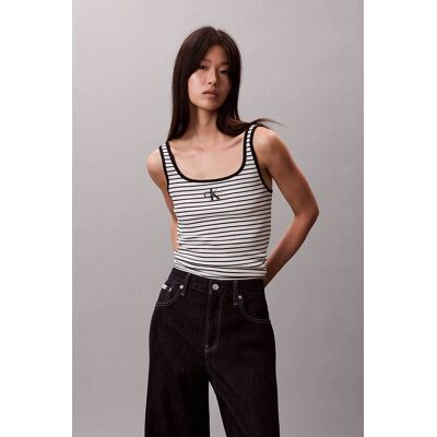 Calvin Klein Jeans γυναικείο τοπ αμάνικο με ριγέ σχέδιο ribbed - LV047F832G Ασπρόμαυρο S Calvin Klein Jeans γυναικείο τοπ αμάνικο με ριγέ σχέδιο ribbed - LV047F832G Ασπρόμαυρο S