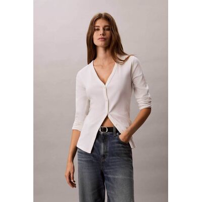 Calvin Klein Jeans γυναικεία ζακέτα ribbed Slim Fit - LV047G207G Λευκό S Calvin Klein Jeans γυναικεία ζακέτα ribbed Slim Fit - LV047G207G Λευκό S