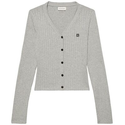 Calvin Klein Jeans γυναικεία ζακέτα ribbed με V Slim Fit - LV047G339G Γκρι M Calvin Klein Jeans γυναικεία ζακέτα ribbed με V Slim Fit - LV047G339G Γκρι M
