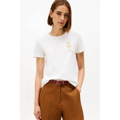Tommy Hilfiger γυναικείο T-shirt μονόχρωμο με λογότυπο Regular Fit - WW0WW46153 Λευκό L Tommy Hilfiger γυναικείο T-shirt μονόχρωμο με λογότυπο Regular Fit - WW0WW46153 Λευκό L
