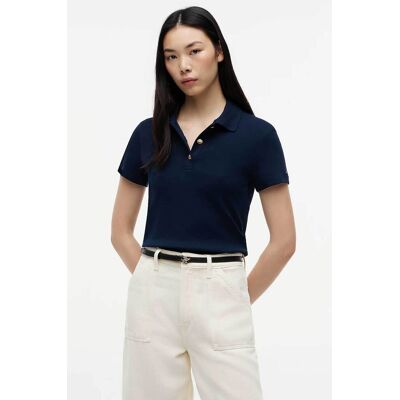 Tommy Hilfiger γυναικεία μπλούζα πόλο με χρυσά κουμπιά Slim Fit - WW0WW49252 Μπλε Σκούρο M Tommy Hilfiger γυναικεία μπλούζα πόλο με χρυσά κουμπιά Slim Fit - WW0WW49252 Μπλε Σκούρο M