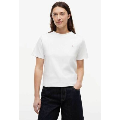 Tommy Hilfiger γυναικείο T-shirt με λογότυπο Boxy Fit - WW0WW49646 Εκρού M Tommy Hilfiger γυναικείο T-shirt με λογότυπο Boxy Fit - WW0WW49646 Εκρού M