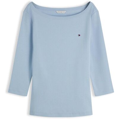 Tommy Hilfiger γυναικεία μπλούζα με boat λαιμόκοψη και 3/4 μανίκι Slim Fit - WW0WW49928 Σιελ L Tommy Hilfiger γυναικεία μπλούζα με boat λαιμόκοψη και 3/4 μανίκι Slim Fit - WW0WW49928 Σιελ L