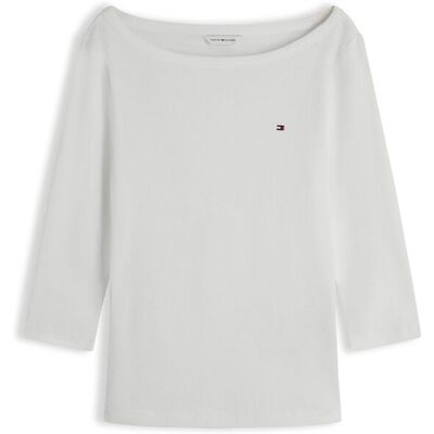 Tommy Hilfiger γυναικεία μπλούζα με boat λαιμόκοψη και 3/4 μανίκι Slim Fit - WW0WW49928 Εκρού M Tommy Hilfiger γυναικεία μπλούζα με boat λαιμόκοψη και 3/4 μανίκι Slim Fit - WW0WW49928 Εκρού M