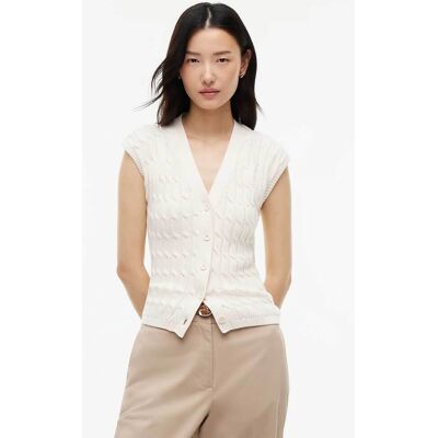 Tommy Hilfiger γυναικείο πλεκτό γιλέκο cable knit Slim Fit - WW0WW50075 Λευκό XL Tommy Hilfiger γυναικείο πλεκτό γιλέκο cable knit Slim Fit - WW0WW50075 Λευκό XL