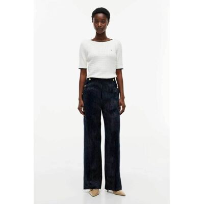 Tommy Hilfiger γυναικείο παντελόνι ριγέ με λινάρι Relaxed Fit - WW0WW51093 Μπλε Σκούρο 42 Tommy Hilfiger γυναικείο παντελόνι ριγέ με λινάρι Relaxed Fit - WW0WW51093 Μπλε Σκούρο 42
