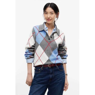 Tommy Hilfiger γυναικεία πλεκτή μπλούζα πόλο με argyle pattern Relaxed Fit - WW0WW52155 Γκρι M Tommy Hilfiger γυναικεία πλεκτή μπλούζα πόλο με argyle pattern Relaxed Fit - WW0WW52155 Γκρι M
