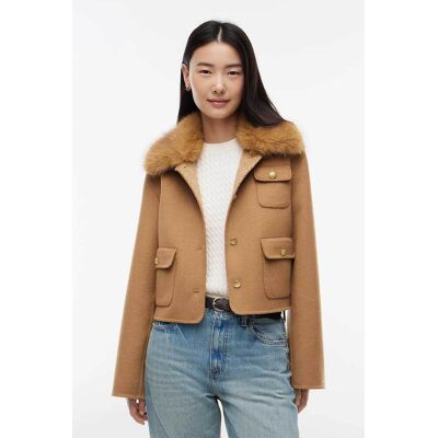 Tommy Hilfiger γυναικείο jacket με μαλλί και γιακά από faux γούνα Regular Fit - WW0WW52914 Καμηλό 36 Tommy Hilfiger γυναικείο jacket με μαλλί και γιακά από faux γούνα Regular Fit - WW0WW52914 Καμηλό 36
