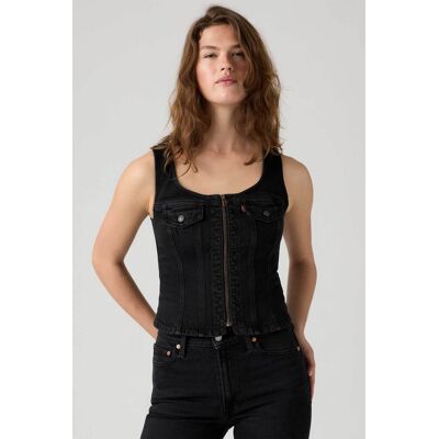 Levi's® γυναικείο denim αμάνικο τοπ με φερμουάρ Slim Fit "Vintage" - 0089P0003 Μαύρο M Levi's® γυναικείο denim αμάνικο τοπ με φερμουάρ Slim Fit "Vintage" - 0089P0003 Μαύρο M