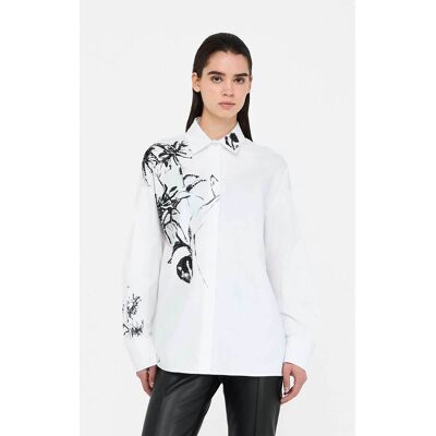Liu Jo γυναικείo πουκάμισο oversized με floral print και πέτρες - CF5241T3216 Λευκό 44 Liu Jo γυναικείo πουκάμισο oversized με floral print και πέτρες - CF5241T3216 Λευκό 44