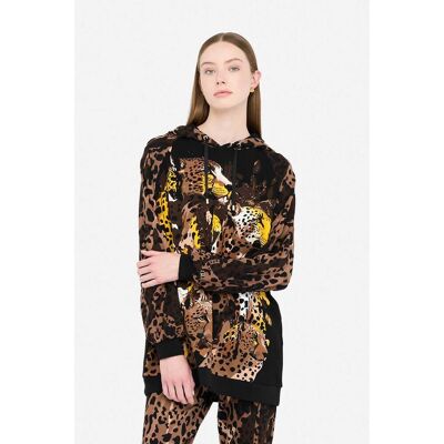 Liu Jo γυναικεία μπλούζα φούτερ με κουκούλα και animal print - TF5200JS182 Μαύρο M Liu Jo γυναικεία μπλούζα φούτερ με κουκούλα και animal print - TF5200JS182 Μαύρο M