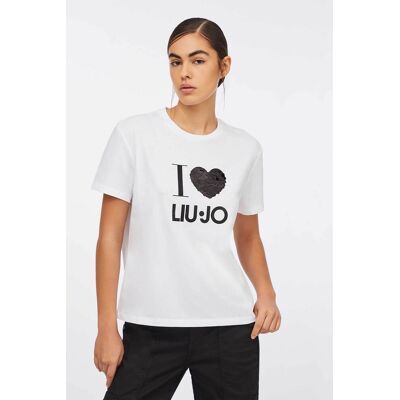 Liu Jo γυναικείο T-shirt με παγιέτα - MF5345JS923 Λευκό XL Liu Jo γυναικείο T-shirt με παγιέτα - MF5345JS923 Λευκό XL