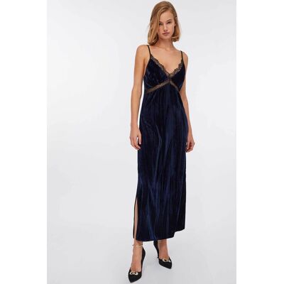 Liu Jo γυναικείo maxi φόρεμα velvet με δαντέλα - CF5405T094A Μπλε Σκούρο 42 Liu Jo γυναικείo maxi φόρεμα velvet με δαντέλα - CF5405T094A Μπλε Σκούρο 42