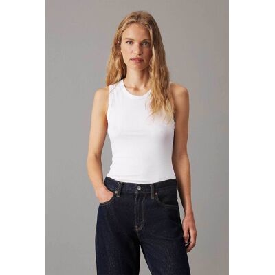 Calvin Klein γυναικείο αμάνικο τοπ ribbed Slim Fit - K20K208054 Λευκό L Calvin Klein γυναικείο αμάνικο τοπ ribbed Slim Fit - K20K208054 Λευκό L