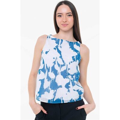 Calvin Klein αμάνικη μπλούζα με floral print - LV044B929G Μπλε S Calvin Klein αμάνικη μπλούζα με floral print - LV044B929G Μπλε S
