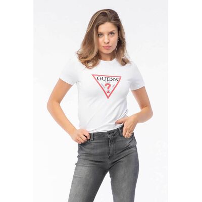 GUESS JEANS Guess γυναικείο T-shirt με triangle logo print Slim Fit - W4YI04J1314 Λευκό S GUESS JEANS Guess γυναικείο T-shirt με triangle logo print Slim Fit - W4YI04J1314 Λευκό S