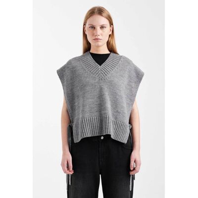 Topshop γυναικείο πλεκτό γιλέκο "Terry" - 31001650 Γκρι S Topshop γυναικείο πλεκτό γιλέκο "Terry" - 31001650 Γκρι S