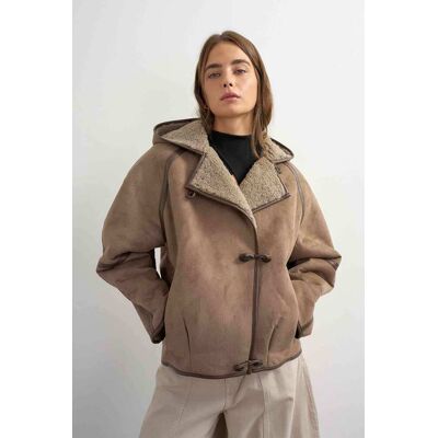 Topshop γυναικείο jacket από faux δέρμα με κουκούλα "Temma" - 31001461 Καφέ M Topshop γυναικείο jacket από faux δέρμα με κουκούλα "Temma" - 31001461 Καφέ M