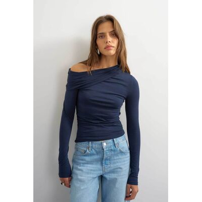 Topshop γυναικεία μπλούζα off shoulder "Bella" - 31001457 Μπλε Σκούρο M Topshop γυναικεία μπλούζα off shoulder "Bella" - 31001457 Μπλε Σκούρο M
