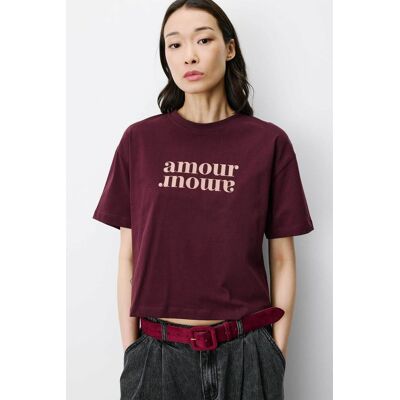 Grace & Mila γυναικείο T-shirt μονόχρωμο με letter print "Anis" - ANIS Μπορντό M Grace & Mila γυναικείο T-shirt μονόχρωμο με letter print "Anis" - ANIS Μπορντό M