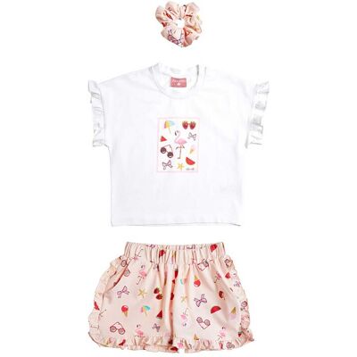 Alouette παιδικό σετ μπλούζα, σορτς και scrunchie (3 τεμάχια) - 00270796 Λευκό 4Y Alouette παιδικό σετ μπλούζα, σορτς και scrunchie (3 τεμάχια) - 00270796 Λευκό 4Y