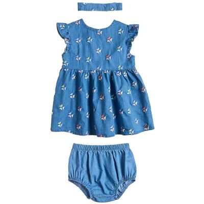 ALOUETTE Allouette βρεφικό σετ denim φόρεμα με κεντήματα σλιπ και κορδέλα μαλλιών (3 τεμάχια) - 00440596 Μπλε Σκούρο 9M ALOUETTE Allouette βρεφικό σετ denim φόρεμα με κεντήματα σλιπ και κορδέλα μαλλιών (3 τεμάχια) - 00440596 Μπλε Σκούρο 9M
