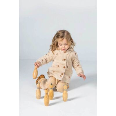 Boboli βρεφικό μπουκλέ jacket με κουκούλα και κεντημένα λουλούδια - 124052 Μπεζ 6M Boboli βρεφικό μπουκλέ jacket με κουκούλα και κεντημένα λουλούδια - 124052 Μπεζ 6M