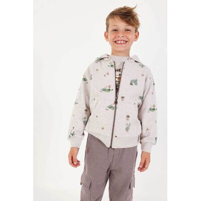 Boboli παιδική ζακέτα fleece με adventure print και κουκούλα - 514156 Μπεζ 2Y Boboli παιδική ζακέτα fleece με adventure print και κουκούλα - 514156 Μπεζ 2Y