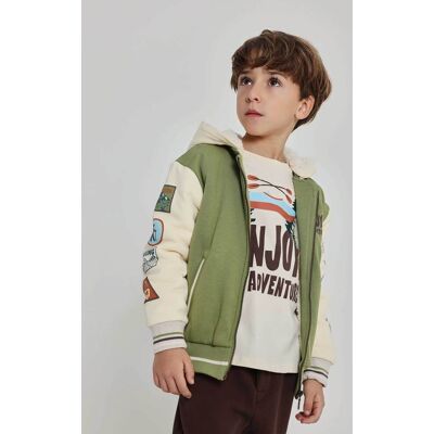 Boboli παιδική ζακέτα fleece με adventure patches και κουκούλα - 514167 Πράσινο 6Y Boboli παιδική ζακέτα fleece με adventure patches και κουκούλα - 514167 Πράσινο 6Y