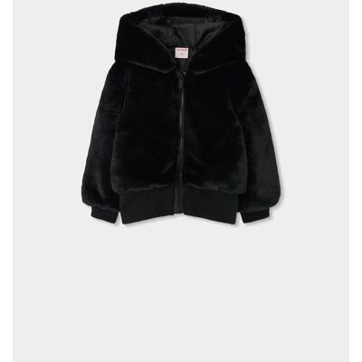 Boboli παιδικό jacket με κουκούλα faux γούνα - 774109 Μαύρο 8Y Boboli παιδικό jacket με κουκούλα faux γούνα - 774109 Μαύρο 8Y