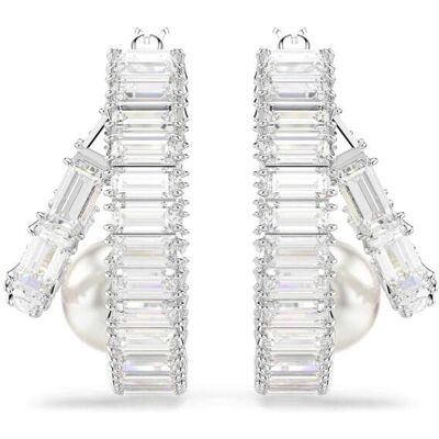 Swarovski γυναικείοι κρίκοι crystal pearl, κοπή baguette, λευκά, επιμετάλλωση ροδίου "Ariana Grande x Swarovski" - 5720868 Swarovski γυναικείοι κρίκοι crystal pearl, κοπή baguette, λευκά, επιμετάλλωση ροδίου "Ariana Grande x Swarovski" - 5720868