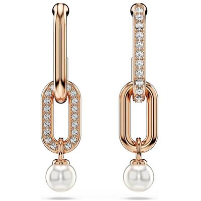 Swarovski γυναικεία σκουλαρίκια-σταγόνα crystal pearl, στρογγυλή κοπή, λευκά, επιμετάλλωση σε ροζ χρυσαφί τόνο "Constella" - 5728585 Swarovski γυναικεία σκουλαρίκια-σταγόνα crystal pearl, στρογγυλή κοπή, λευκά, επιμετάλλωση σε ροζ χρυσαφί τόνο "Constella" - 5728585